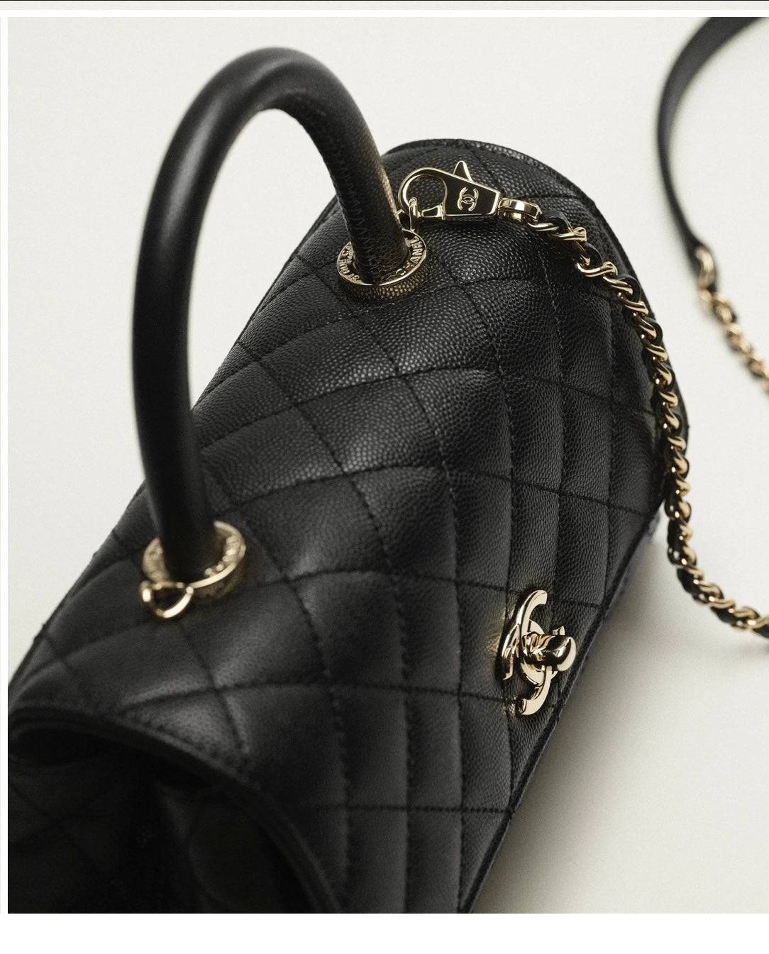 Grained Calfskin & Gold -Toned Metal Handbag