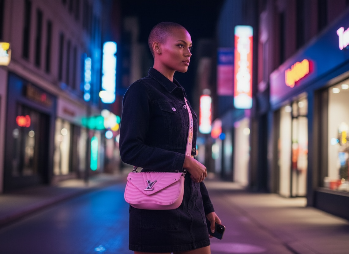 New Wave Chain Bag Quilted Leather Bag. MM Pink