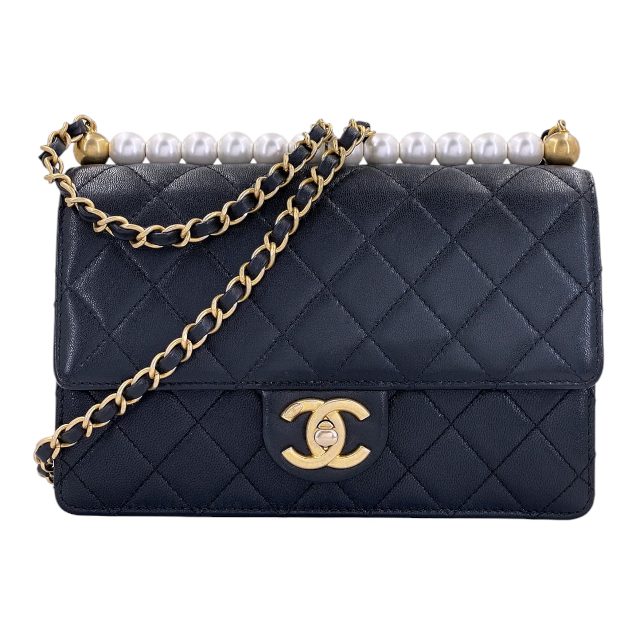 Chic Pearl Quilted Flap Bag Handbag