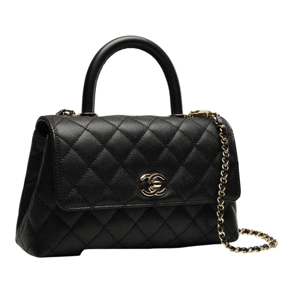 Grained Calfskin & Gold -Toned Metal Handbag