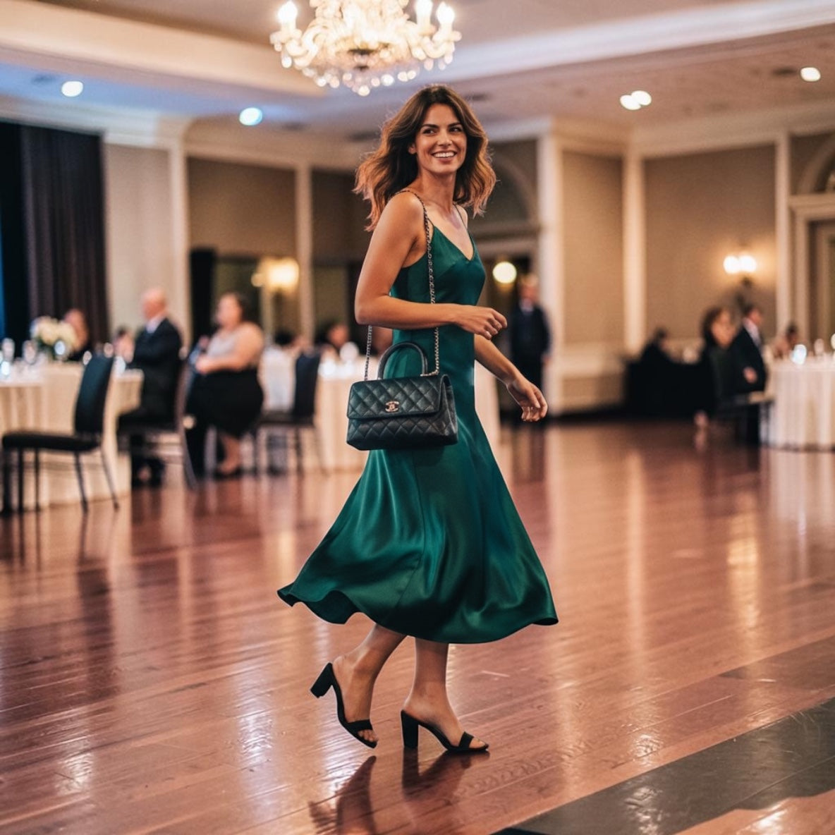 Grained Calfskin & Gold -Toned Metal Handbag