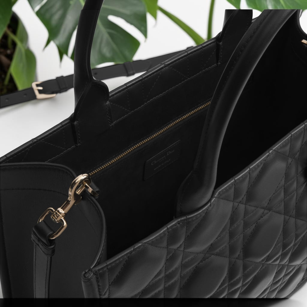 Medium Dior Book Tote Black Calfskin Handbag