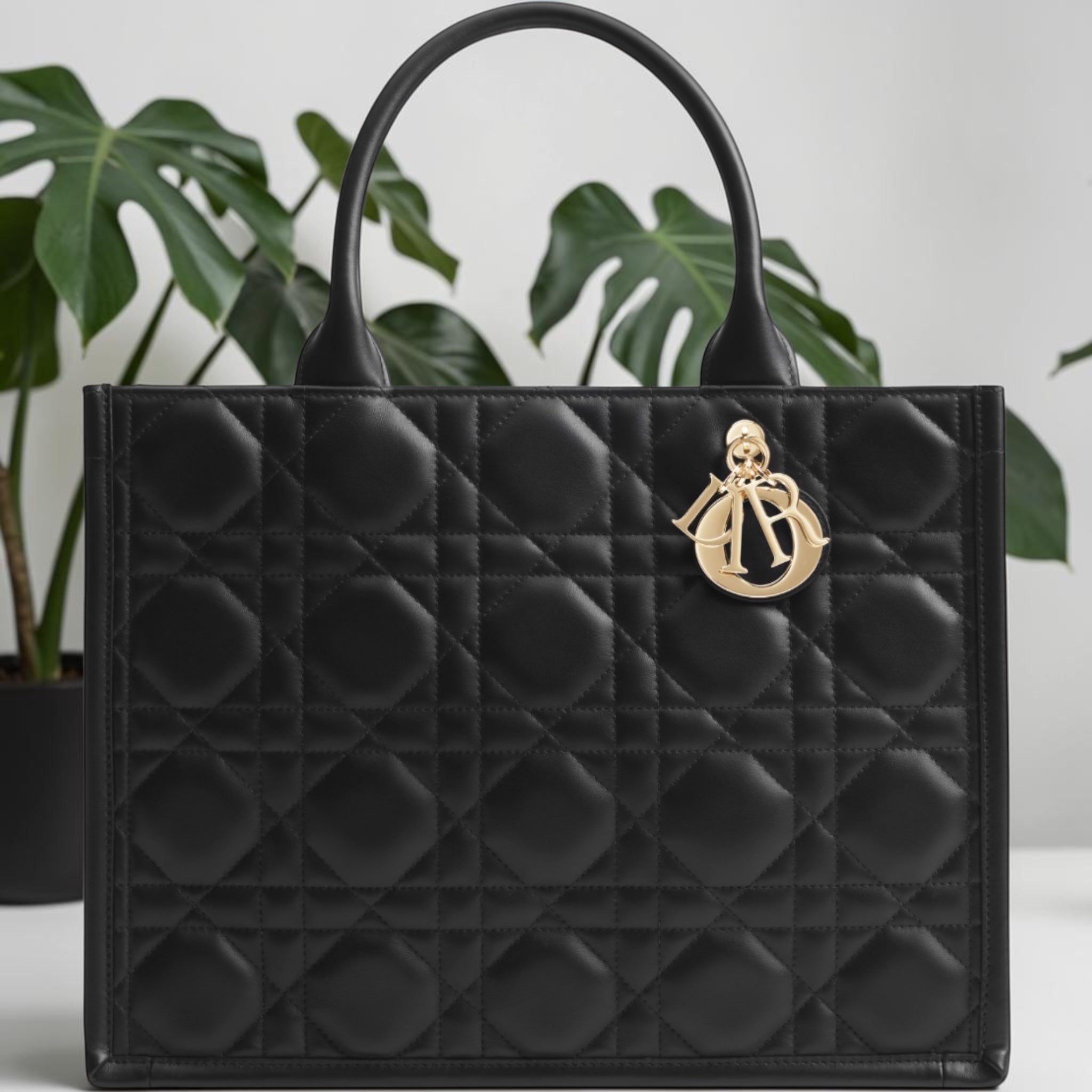 Medium Dior Book Tote Black Calfskin Handbag